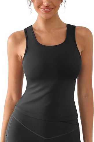 Buttery Soft Scoop Neck Athletic Tank Tops for Women with Built in Bra Waist Length Racerback Yoga Fitted Tank Top in Saudi Arabia