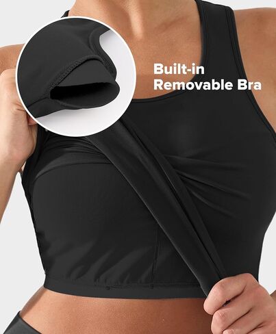 Buttery Soft Scoop Neck Athletic Tank Tops for Women with Built in Bra Waist Length Racerback Yoga Fitted Tank Top in Saudi Arabia