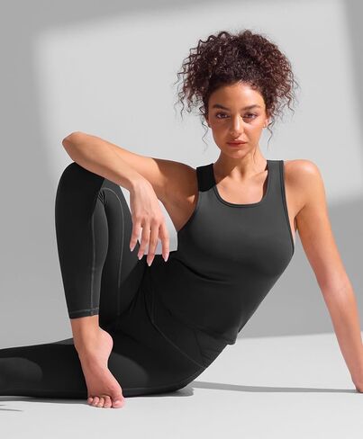 Buttery Soft Scoop Neck Athletic Tank Tops for Women with Built in Bra Waist Length Racerback Yoga Fitted Tank Top in Saudi Arabia