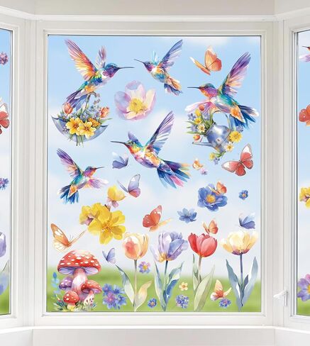 Valentines Day Window Clings - 9 Sheets 105 Pcs Reusable Happy Valentines Day Decorations for Home Office, Heart Shape Stickers for Glass, Double-Sided Large Window Decals in Saudi Arabia