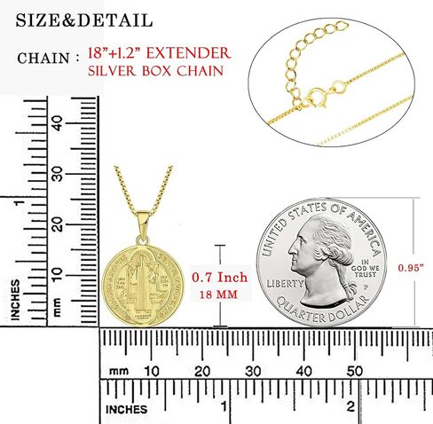 FJ Saint Benedict Necklace 925 Sterling Silver Patron Saint Benedict Medal Pendant Amulet Protection Religious Jewelry for Men Women in Saudi Arabia