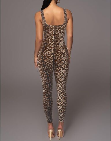 Leopard Print One Piece Jumpsuits for Women Tank Sleeveless Bodycon Rompers Workout Full Bodysuit in Saudi Arabia