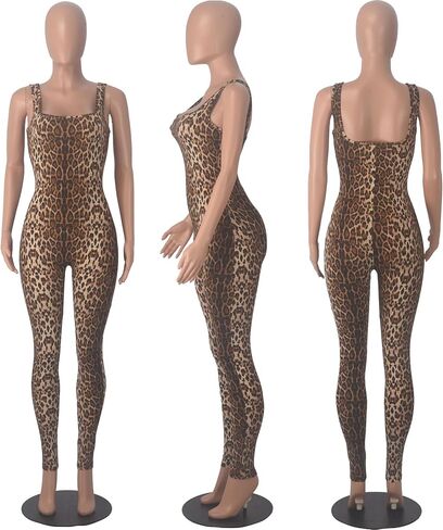 Leopard Print One Piece Jumpsuits for Women Tank Sleeveless Bodycon Rompers Workout Full Bodysuit in Saudi Arabia