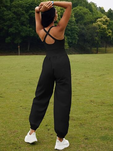 SENSERISE Womens Athletic Romper One Piece Workout Jumpsuits Running Hiking Outfit Gym Clothes Activewear with Pockets in Kuwait