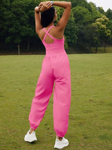 SENSERISE Womens Athletic Romper One Piece Workout Jumpsuits Running Hiking Outfit Gym Clothes Activewear with Pockets in Kuwait