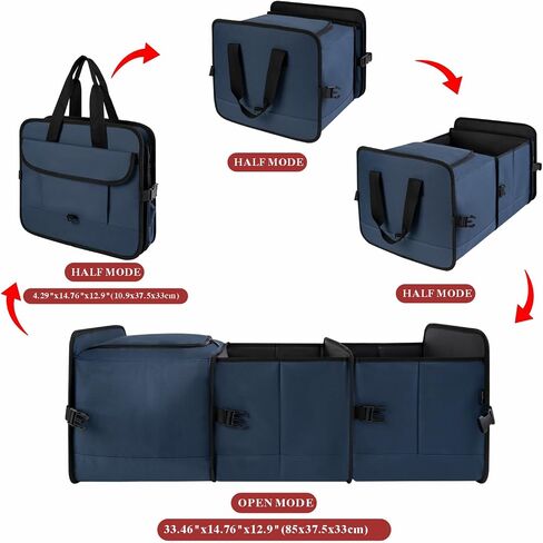 Trunk Organizer for SUV with cooler bag, Collapsible Multi-Compartment Car Organizers Foldable 600D Oxford Polyester (blue-upgrade) in Saudi Arabia