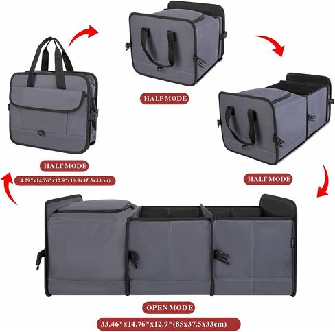 Trunk Organizer for SUV with cooler bag, Collapsible Multi-Compartment Car Organizers Foldable 600D Oxford Polyester (blue-upgrade) in Saudi Arabia
