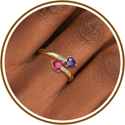 Btysun Mothers Day Gifts, Birthday Gifts for Women Non Tarnish Gold Rings Adjustable 1-12 Birthstone Rings Birthday Gift for Wife Mom Stocking Stuffers Promise Ring Anniversary Wedding Jewelry in Saudi Arabia