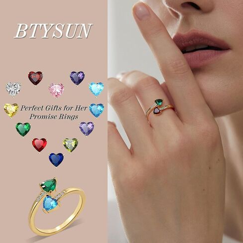 Btysun Mothers Day Gifts, Birthday Gifts for Women Non Tarnish Gold Rings Adjustable 1-12 Birthstone Rings Birthday Gift for Wife Mom Stocking Stuffers Promise Ring Anniversary Wedding Jewelry in Saudi Arabia