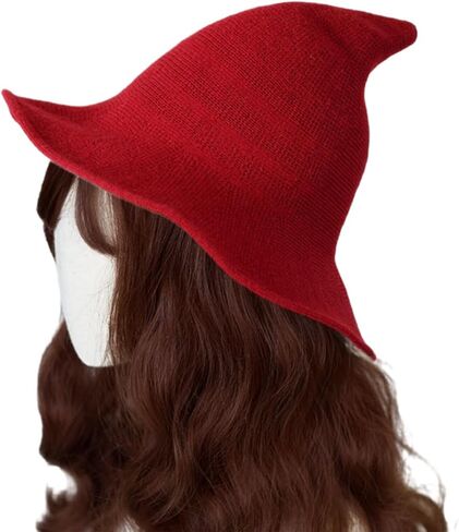 Witch Hat Knit Wool Wide Brim Witch Hat Halloween Cosplay Costume Accessory Daily Girls Wizard Hat in Saudi Arabia