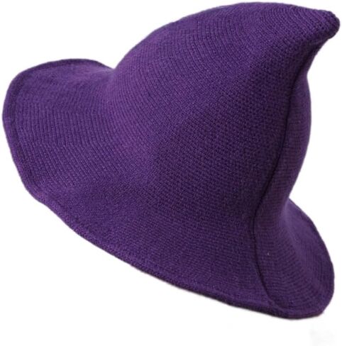 Witch Hat Knit Wool Wide Brim Witch Hat Halloween Cosplay Costume Accessory Daily Girls Wizard Hat in Saudi Arabia