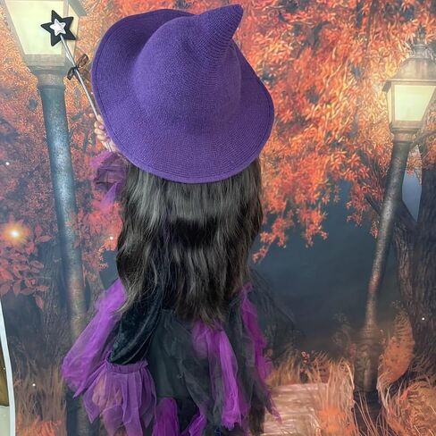 Witch Hat Knit Wool Wide Brim Witch Hat Halloween Cosplay Costume Accessory Daily Girls Wizard Hat in Saudi Arabia