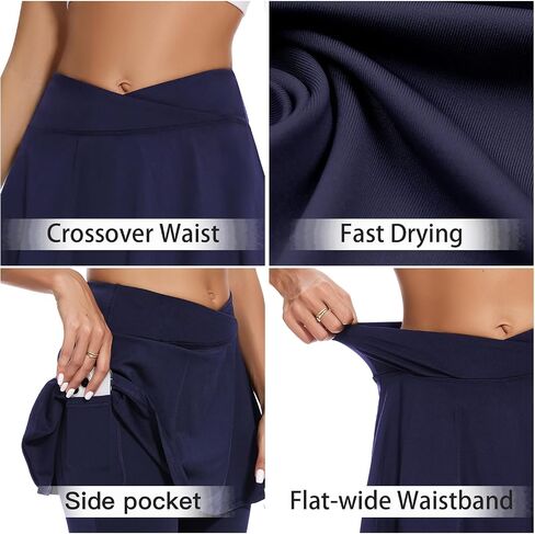 Soneven Tennis Skirted Leggings for Women with Pockets Crossover Ruffle Pleated Golf Skort Active Yoga Leggings with Skirts in Saudi Arabia