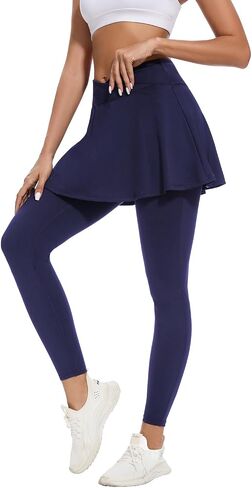 Soneven Tennis Skirted Leggings for Women with Pockets Crossover Ruffle Pleated Golf Skort Active Yoga Leggings with Skirts in Saudi Arabia