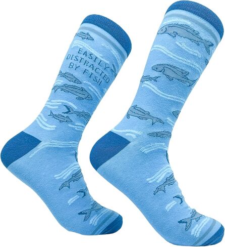 تي شيرتات Crazy Dog للرجال فقط سعيدة عندما أكون لصيد الأسماك، جوارب مضحكة لعيد الأب، أحذية صياد السمك، أحذية جرافيك in Kuwait