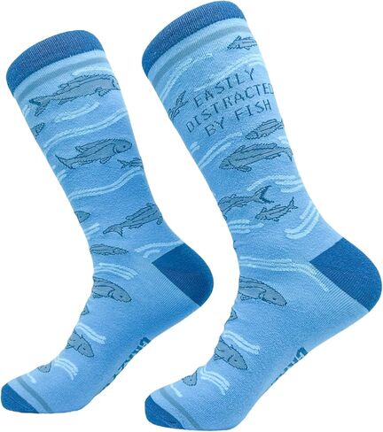 تي شيرتات Crazy Dog للرجال فقط سعيدة عندما أكون لصيد الأسماك، جوارب مضحكة لعيد الأب، أحذية صياد السمك، أحذية جرافيك in Kuwait