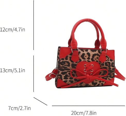 Women's Y2K Leopard Print Lace Up Satchel Handbag Zipper Double Handle Mini Shoulder Bag in Saudi Arabia