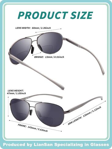 Liansan 2 Packs Premium Aviator Bifocal Reading نظارات شمسية للرجال للنساء Retro Top Clear Sun Readers Protection in Kuwait