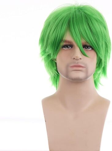 RightOn 12 Inches Green Wig Short Cosplay Wigs for Costume Party and Dress Up Short Wigs for Men and Women Halloween with Wig Cap in Saudi Arabia