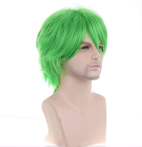 RightOn 12 Inches Green Wig Short Cosplay Wigs for Costume Party and Dress Up Short Wigs for Men and Women Halloween with Wig Cap in Saudi Arabia
