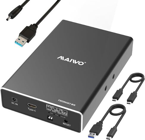 حاوية محرك الأقراص الصلبة MAIWO Dual Bay RAID لمحرك الأقراص الصلبة SATA SSD مقاس 2.5 بوصة، RAID 0/RAID 1/JBOD/PM، USB 3.1 GEN 2 10 جيجابت في الثانية مع UASP، سعة 16 تيرابايت، محرك أقراص HDD خارجي من الألومنيوم in Kuwait