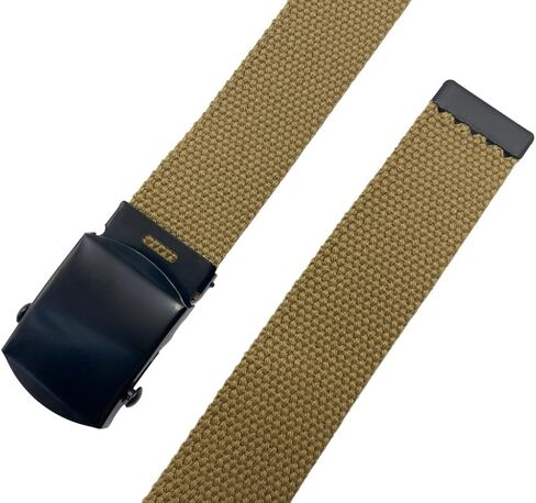 Canvas Military Golf Belt with Black Buckle and Tip - Up to 55" Waist Size, Long Black Buckle in Kuwait