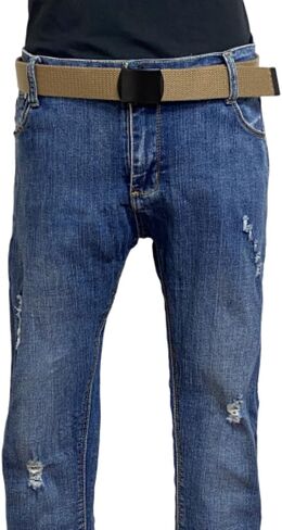 Canvas Military Golf Belt with Black Buckle and Tip - Up to 55" Waist Size, Long Black Buckle in Kuwait