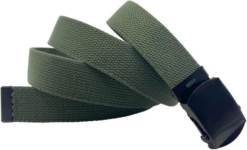 Canvas Military Golf Belt with Black Buckle and Tip - Up to 55" Waist Size, Long Black Buckle in Kuwait