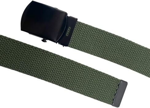 Canvas Military Golf Belt with Black Buckle and Tip - Up to 55" Waist Size, Long Black Buckle in Kuwait