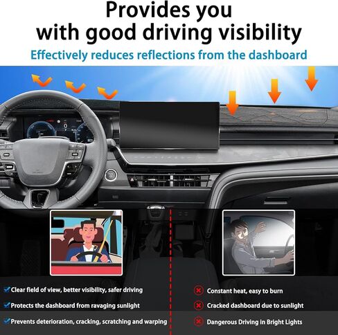 Dash Cover Mat for Toyota Camry Accessories 2025, Dashboard Mat, Center Console Cover Sunshield Protector Mat, Dashboard Decorative Interior, UV Rays Protector Mat (Black Trim) in Saudi Arabia