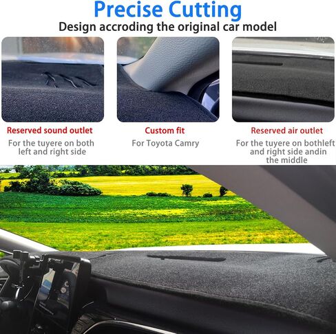 Dash Cover Mat for Toyota Camry Accessories 2025, Dashboard Mat, Center Console Cover Sunshield Protector Mat, Dashboard Decorative Interior, UV Rays Protector Mat (Black Trim) in Saudi Arabia