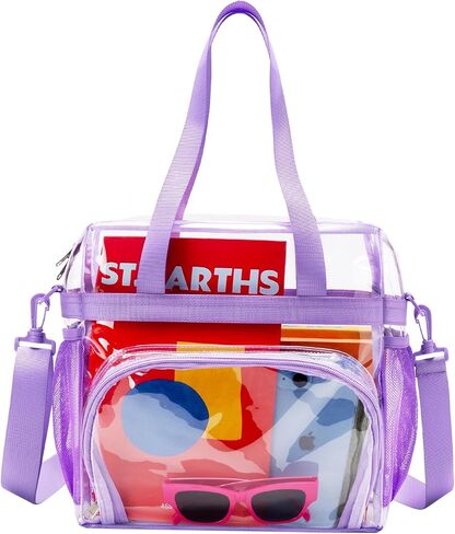 Clear Bag for Stadium Events 12x12x6 Clear Tote Bag with Large Front Pocket Removable Strap for Work Sports Concert in Kuwait