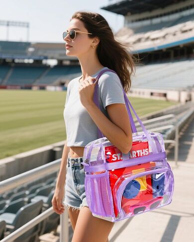 Clear Bag for Stadium Events 12x12x6 Clear Tote Bag with Large Front Pocket Removable Strap for Work Sports Concert in Kuwait