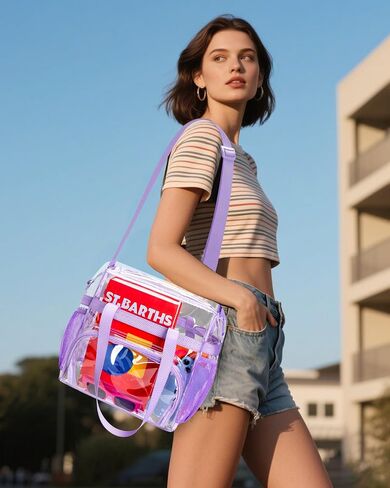 Clear Bag for Stadium Events 12x12x6 Clear Tote Bag with Large Front Pocket Removable Strap for Work Sports Concert in Kuwait