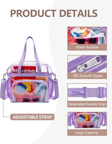 Clear Bag for Stadium Events 12x12x6 Clear Tote Bag with Large Front Pocket Removable Strap for Work Sports Concert in Kuwait