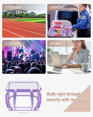 Clear Bag for Stadium Events 12x12x6 Clear Tote Bag with Large Front Pocket Removable Strap for Work Sports Concert in Kuwait