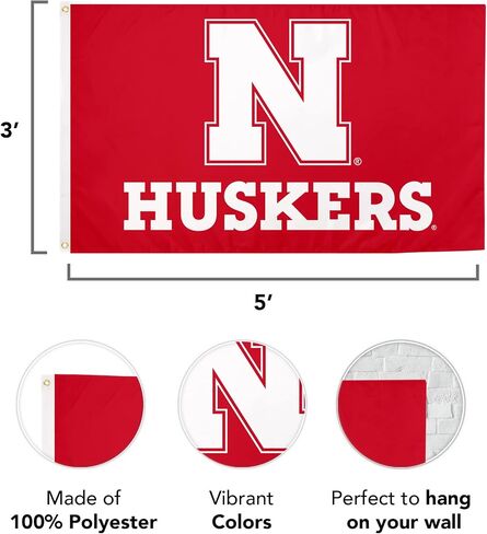 Desert Cactus University of Nebraska Flag Huskers GBR NU Huskers Flag Banners 100% Polyester Indoor Outdoor 3x5 feet Flags (Style Y) in Saudi Arabia