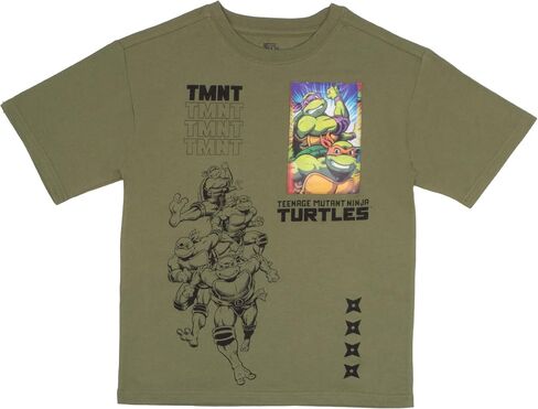 Nickelodeon Teenage Mutant Ninja Turtles Boys T-Shirt & Shorts with Lenticular Image Changing Patch 2-Piece TMNT Set for Kids in Saudi Arabia