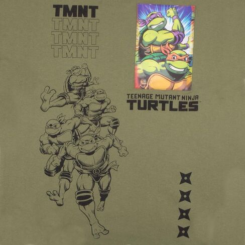 Nickelodeon Teenage Mutant Ninja Turtles Boys T-Shirt & Shorts with Lenticular Image Changing Patch 2-Piece TMNT Set for Kids in Saudi Arabia