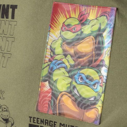 Nickelodeon Teenage Mutant Ninja Turtles Boys T-Shirt & Shorts with Lenticular Image Changing Patch 2-Piece TMNT Set for Kids in Saudi Arabia