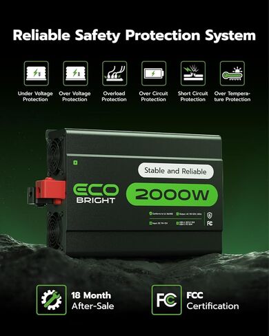 2000 واط العاكس للطاقة للمركبات واستخدام المنازل ، DC 12V إلى AC 110V محول الجهد مع 3 منافذ التيار المتردد ، منافذ USB PD30W و 18W للكمبيوتر المحمول ، الهاتف ، مثالي للربع ، التخييم ، النسخ الاحتياطي للمنزل ، الشاحنة ، القوارب in Kuwait