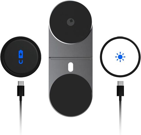 Rolling Square Edge Pro Full Kit - Mobile Magnetic Phone Holder & Magnetic Wireless Charger, 1000 Lumen Magnetic Light, Black in Saudi Arabia