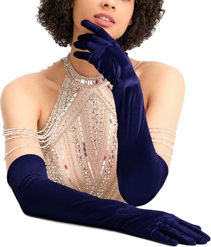 Women's 1920s Long Satin Opera Glove, Elbow-Length for Formal Evening & Bridal Wear in Kuwait