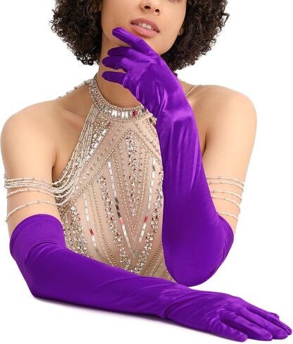 Women's 1920s Long Satin Opera Glove, Elbow-Length for Formal Evening & Bridal Wear in Kuwait