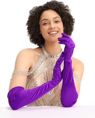 Women's 1920s Long Satin Opera Glove, Elbow-Length for Formal Evening & Bridal Wear in Kuwait