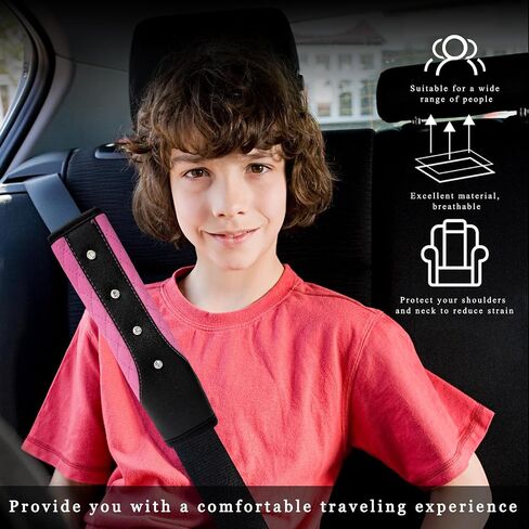 2PCS Bling Car Seat Belt Covers, Leather Soft Seat Belt Shoulder Pad Cushion with Diamond, Sparkling Seatbelt Strap Neck Shoulder Protective Cover for More Comfortable Driving (Pink) in Saudi Arabia
