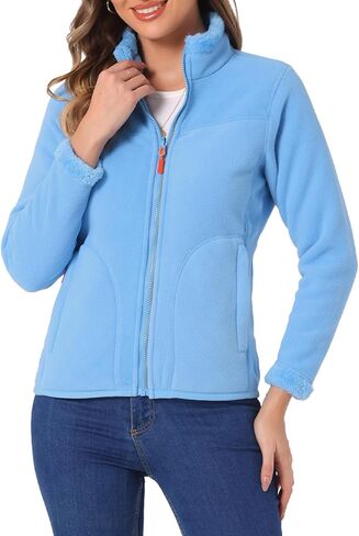Allegra K Full Zip Fleece Jacket for Women's Long Sleeve High Neck Jacket Winter Warm Coat in Saudi Arabia
