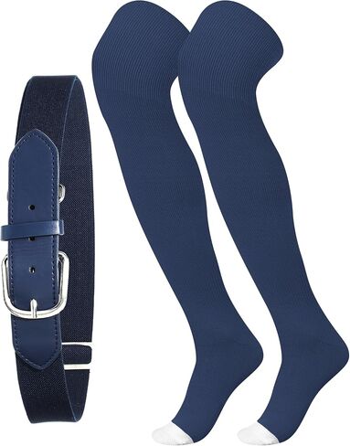 Jeyiour High Football Socks and Belt Set Sport over the Knee Baseball Softball Soccer Socks Extra Long for Women Men Adult in Saudi Arabia