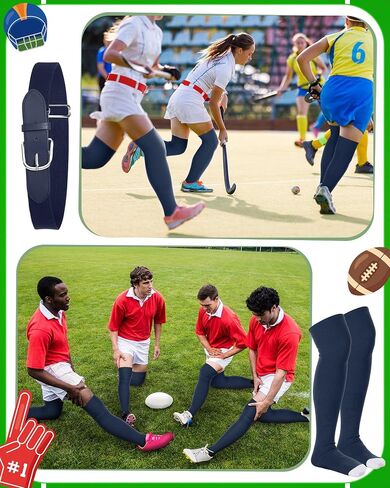 Jeyiour High Football Socks and Belt Set Sport over the Knee Baseball Softball Soccer Socks Extra Long for Women Men Adult in Saudi Arabia