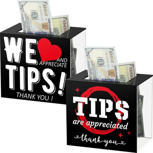 Yousoontic 2 Pieces Tip Jar Acrylic Tip Jar for Bartender Bars 6 x 4 x 5 Inch Tip Collection Box Donation Suggestion Box Money Storage Container for Restaurants Musicians Driver in Saudi Arabia